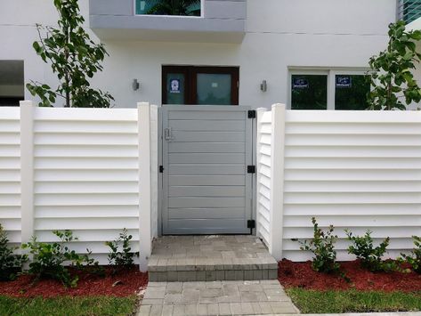 White Pvc Fence Ideas, Vinyl Fence Landscaping, Vinyl Fence Around Pool, White Vinyl Privacy Fence, White Vinyl Fence Around Pool, Vinyl Fence Panels Lowe's, Fire Ladder, Dining Room Nook, Laundry Doors