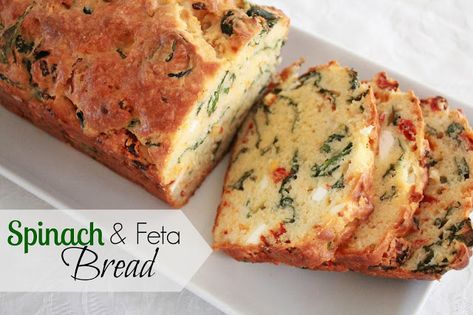 Spinach and Feta Bread Spinach And Feta Bread Recipe, Spinach And Feta Loaf Hungry Happens, Spinach And Feta Loaf, Spinach And Feta Bread, Spinach Feta Bread, Spinach Bread Recipe, Feta Bread, Amish Friendship Bread Starter Recipes, Savoury Bread