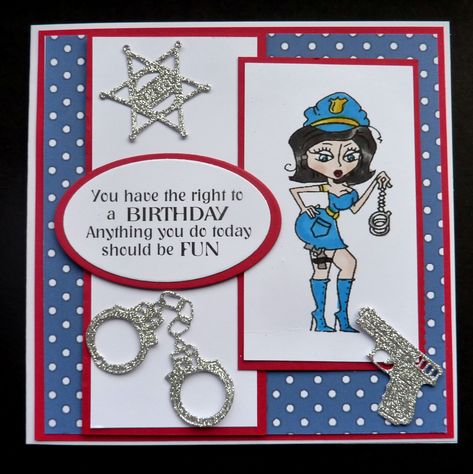 S309 (version 2) Hand made Birthday card using Bugaboo Police Woman Police Birthday, Police Humor, Creating Cards, Police Women, Making Ideas, Birthday Cards, Hand Made, Card Making, Birthday