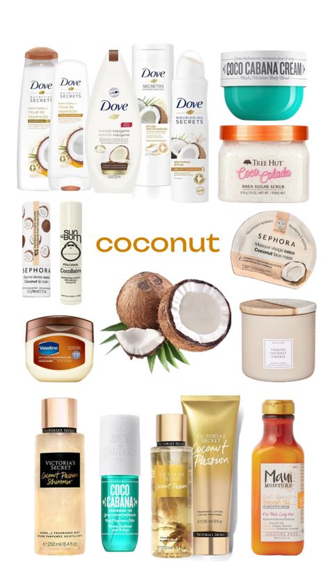 how to smell like coconut 🥥🌴 Smell Like Coconut, Schul Survival Kits, How To Smell Good, Coconut Products, Coconut Perfume, To Smell Good, Body Hygiene, Basic Skin Care Routine, Shower Skin Care