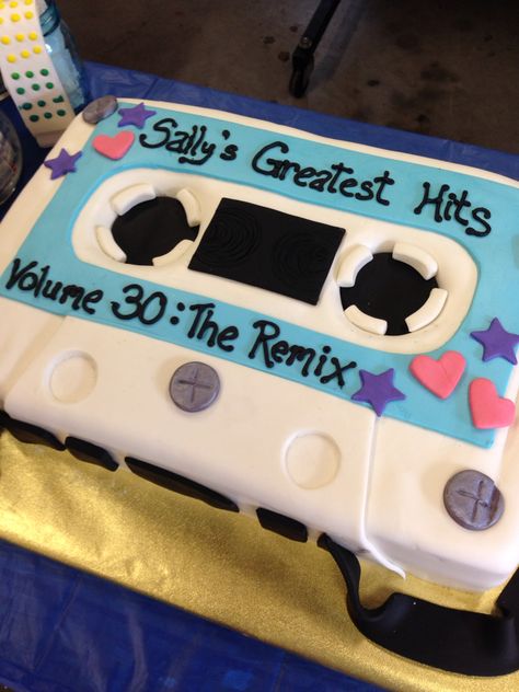 80s Birthday Cake For Women, 80s Cake Birthdays, Retro Cake 80's, 80’s Cake, 80s Themed Cake, 80s Birthday Cake, 80s Cassette, Music Themed Cakes, 80s Birthday