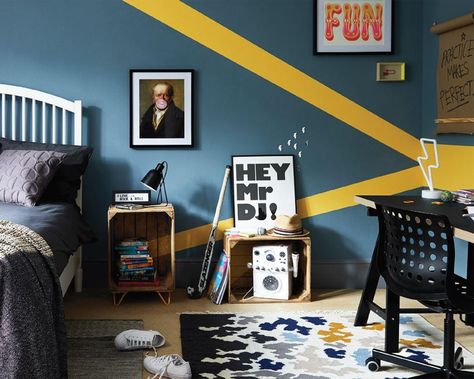 10 cool teenage boys bedroom ideas | Real Homes Yellow Boys Bedroom, Blue Yellow Bedrooms, Kids Bedroom Makeover, Benzema Real Madrid, Teenager Bedroom Boy, Teenage Boy Room, Teen Bedroom Designs, Boy Bedroom Design, Teen Boy Bedroom