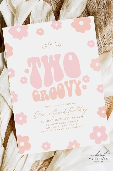 The perfect digital invitation template for your 'two groovy' retro-boho themed 2nd birthday party! Effortlessly customize and share the joy online with this chic design. A perfect base for your fairy first decor to set the tone for a beautiful event! Perfect for hassle-free party planning. Make the day memorable and share the excitement with friends and family. Instant Download with the option of sending via text or printing. Visit 'Our Dearest Moments' to shop the collection and buy now! Groovy 2nd Birthday, Two Groovy Birthday, Two Groovy, Second Birthday Party, Groovy Birthday, 2nd Birthday Party, 2nd Birthday Invitations, Kids Birthday Party Invitations