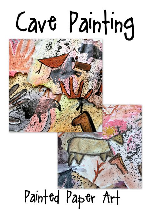 Cave Art Paintings | Painted Paper Art Painted Paper Art, Stone Age Art, Art History Lessons, Cave Painting, 6th Grade Art, Cave Art, 3rd Grade Art, Prehistoric Art, History Painting