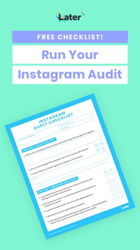 Whether you’ve been using Instagram for months or years, it’s never a bad time to audit your account! Download our handy Instagram audit checklist to keep track of your branding, content, community engagement, and more! Instagram Audit, More Followers On Instagram, Instagram Tools, Free Checklist, Social Strategy, Get More Followers, Checklist Template, Community Engagement, Free Instagram