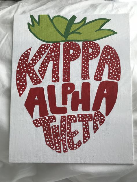 Theta Painting Canvases, Kappa Alpha Theta Painting, Sorority Canvas Ideas Easy, Big Little Paintings Canvases, Sigma Kappa Canvas Paintings, Cute Sorority Paintings, Theta Painting, Strawberry Sorority, Kappa Alpha Theta Graphic