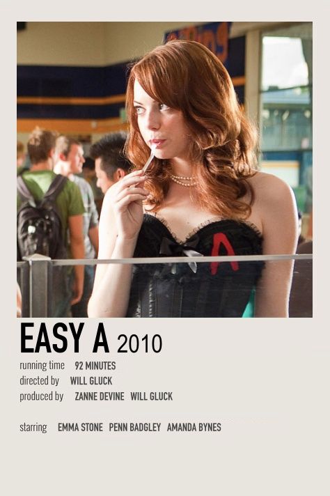 Easy A Poster, Movies To Watch Teenagers, Netflix Movies To Watch, Most Paused Movie Scenes, Dvd Collection, Iconic Movie Posters, The Pause, Girly Movies, Film Posters Minimalist