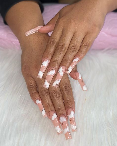 Dee🧿 on Instagram: “Head in the clouds ☁️✨” Acrylic Cloud Nails, Cloud Nails Acrylic, Cloud Nails, Cloud Theme, Head In The Clouds, Dee Dee, In The Clouds, The Clouds, Shower Ideas