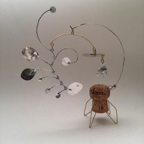 Suspended Sculpture, Champagne Chairs, Kinetic Art Sculpture, Kinetic Mobile, Mobile Sculpture, Hanging Sculpture, Art Mobile, 6th Grade Art, Art Wire