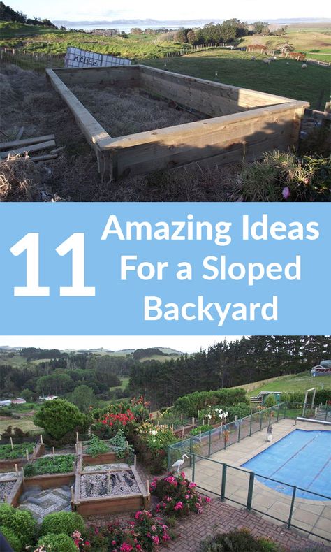 Steep Backyard, Playground Landscaping, Sloped Backyard Landscaping, Landscaping A Slope, Landscaping On A Hill, Backyard Ideas On A Budget, Sloped Yard, Sloped Backyard, Hillside Landscaping