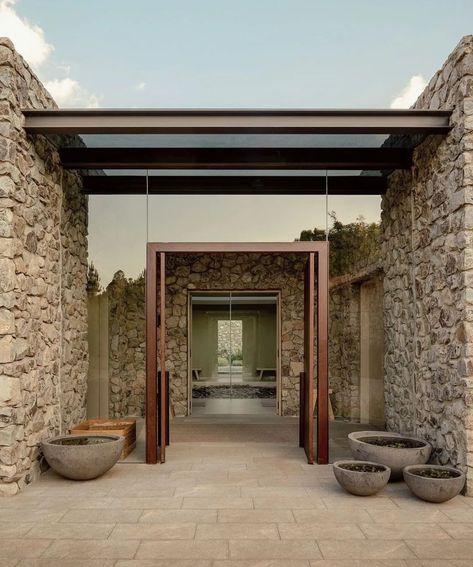 Kampar, Natural Architecture, Rural Development, Stone Architecture, Spa Design, Entrance Design, Stone Walls, Design Exterior, Stone Houses