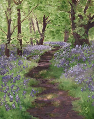 Bluebell Woods, Spring Forest, Forest Painting, Garden Painting, Fine Art Landscape, Original Landscape Painting, Forest Landscape, Pastel Art, Arte Floral