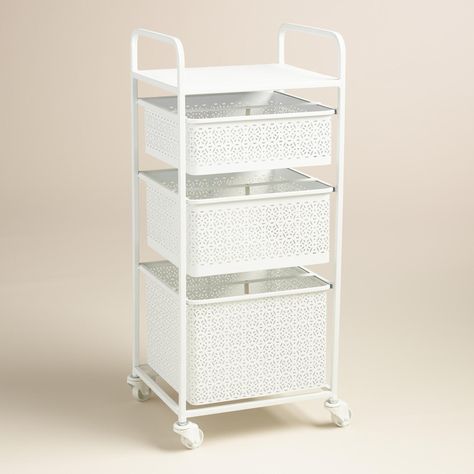 Makeup Storage Cart, Rolling Cart With Drawers, Makeup Cart, Small Bookshelves, Rolling Storage Bins, Kids Clothes Storage, Storage Carts, Rolling Carts, Metal Storage Bins