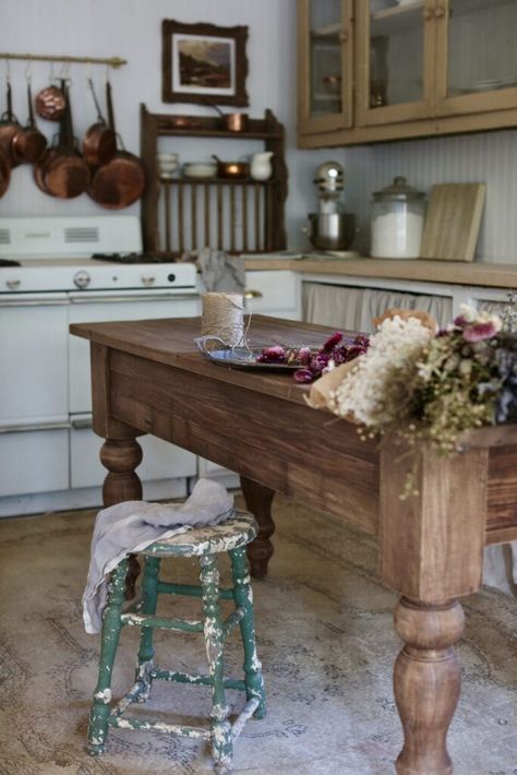 Farmhouse Sink Island, Sink Island, Country Kitchen Island, Butcher Block Table, Block Table, Cottage Kitchens, Farm Kitchen, French Country Kitchen, French Kitchen