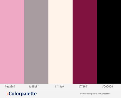 Pink Color Palettes, Dusty Gray, Colour Interior, Brand Palette, Black Color Scheme, Gray And Brown, Pink Palette, Claret Red, Color Palette Pink