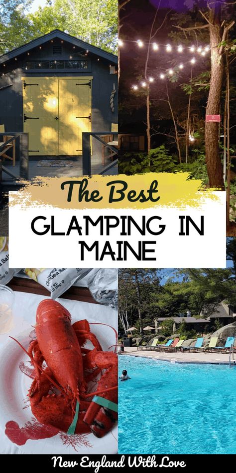 Glamping in Maine is wonderful. From gorgeous scenery to perfect summer weather, this is a great way to experience the Maine outdoors. Check out our favorite Maine glamping spot here. #Glamping #Camping #Maine #NewEngland Brunswick Maine, Camping In Maine, Maine New England, Visit Maine, Glamping Resorts, Maine Travel, Glamping Site, New England Travel, Camping Destinations