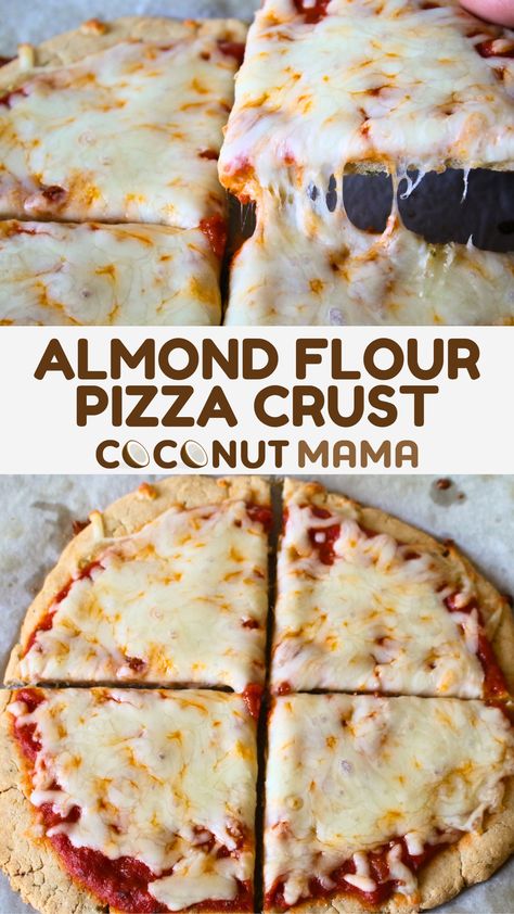 This almond flour pizza crust is gluten free, grain free, and low carb! This recipe makes a single serving mini pizza. Almond Flower Pizza Crust, Gluten Free Single Serve, Grain Free Pizza Crust, Almond Flour Pizza, Coconut Flour Pizza Crust, Almond Flour Blueberry Muffins, Paleo Pizza Crust, Almond Flour Pizza Crust, Low Carb Pizza Recipes