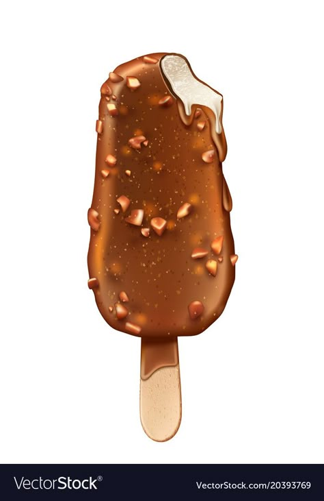 Ice Cream Stick Drawing, Dessert Drawing Realistic, Ice Cream Drawing Realistic, Popsicle Drawing, Popsicle Chocolate, Snack Illustration, Drawing For Coloring, Chocolate Popsicle, Stick Ice Cream