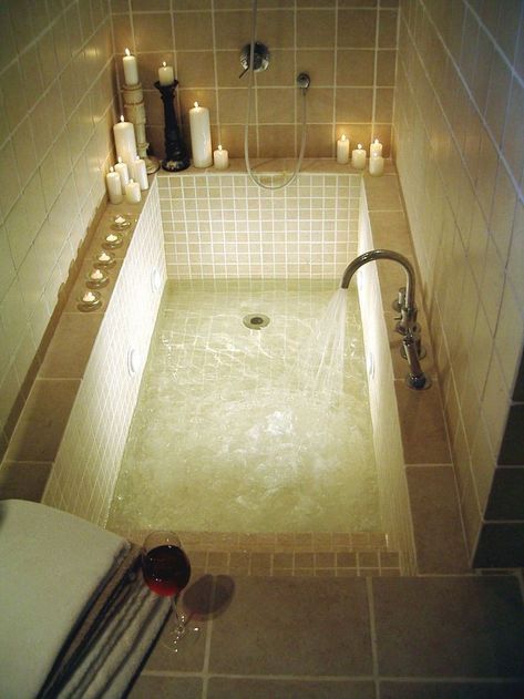 Walkin Bathtubs, Hidden Bathtub, Bathroom Bathtub Ideas, Unique Bathtubs, Dream Bathroom Master Baths, Sunken Bath, Sunken Bathtub, Bathtub Ideas, Sunken Tub