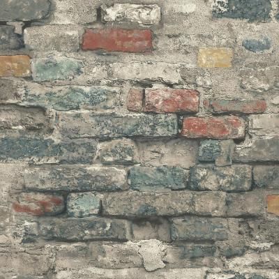 RoomMates 28.18 sq. ft. Brick Alley Peel and Stick Wallpaper, Blue Textured Brick Wallpaper, Brick Wallpaper Peel And Stick, Roommate Decor, Temporary Decorating, Antique Brick, Old Brick Wall, Room Visualizer, Temporary Wallpaper, Faux Brick