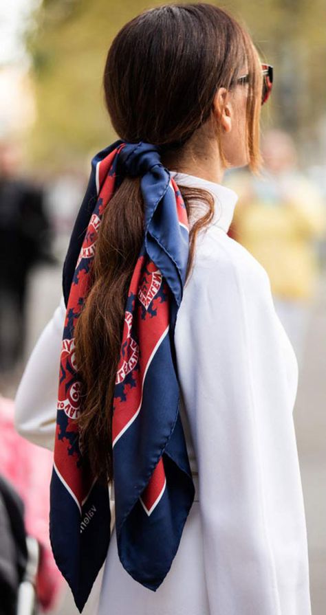 Silk Scarf Outfit, Scarf Aesthetic, Scarf Wearing Styles, Celebrity Style Guide, Black Silk Scarf, Silk Scarf Style, Silk Scarf Hair, Silk Neck Scarf, Hair Scarf Styles