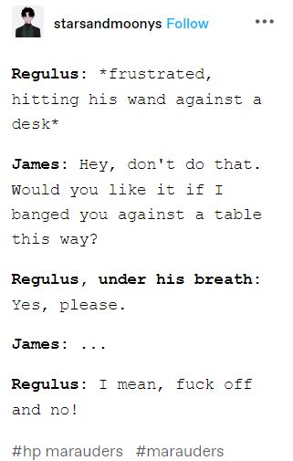 Teach Them How To Dream Jegulus, Jegulus Text Post, Jegulus Comic, Jegulus Tattoo, Spicy Jegulus, Jegulus Spicy, James Potter X Regulus Black, Jegulus Raising Harry, Only The Brave Jegulus