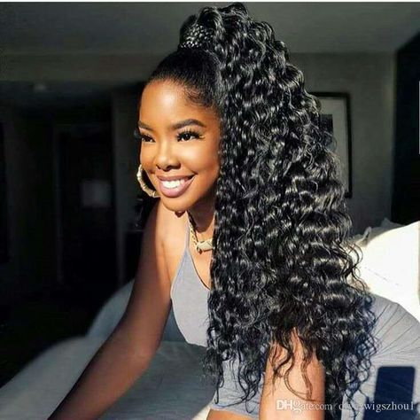 curly weave hair Packing Gel, High Curly Ponytail, Cute Ponytail Hairstyles, Curly Ponytail, Flat Iron Hair Styles, Best Wigs, Hair Ponytail Styles, Sleek Ponytail, Ponytail Styles