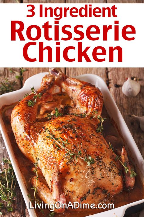 This easy 3 ingredient rotisserie chicken recipe is a super easy way to make a tasty and tender chicken just like the store bought rotisserie chickens. It takes just minutes to prepare and your family will love it! Try it or one of these other tasty 3 Ingredient Chicken Recipes! 3 Ingredient Chicken Recipes, Leftover Rotisserie Chicken Recipes, Leftover Chicken Recipes Easy, Sticky Chicken Recipe, Rotisserie Chicken Recipes Leftover, 3 Ingredient Chicken, Leftover Rotisserie, Oven Chicken Recipes, Leftover Chicken Recipes