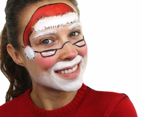 Santa Claus face paint Santa Face Paint, Owl Makeup, Monster Face Painting, Face Paint Tutorial, Face Painting Images, Christmas Face Painting, Elf Face, Face Painting Tutorials, Paint Tutorial