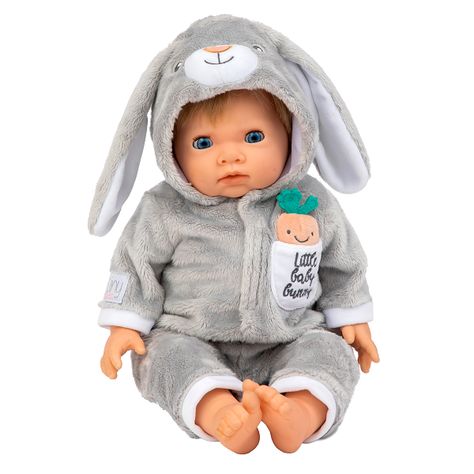 Tiny Treasures Doll, Dungarees Outfits, Bunny Onesie, Jersey Hat, Bunny Outfit, Bunny Face, Doll Set, Tiny Treasures, Doll Head