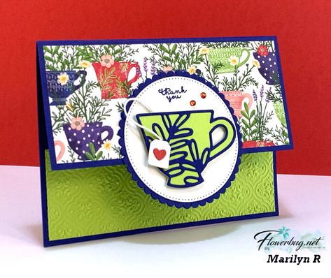 Tea Cup Card, Boutique Cards, Tea Crafts, Hand Made Greeting Cards, Coffee Cards, Fancy Fold Cards, Stamping Up Cards, Fun Fold Cards, Get Well Cards