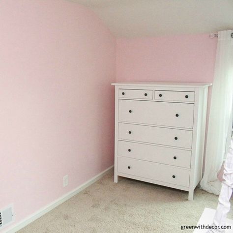 A great list of the best light pink paint colors for a nursery or little girls' bedroom. See the paint colors in real life rooms! Light Pink Paint Colors, Light Pink Bedrooms, Playroom Seating, Light Pink Paint, Toddler Bedroom Decor, Light Pink Walls, Pink Bedroom Walls, Children's Bedroom Ideas, Pink Paint Colors