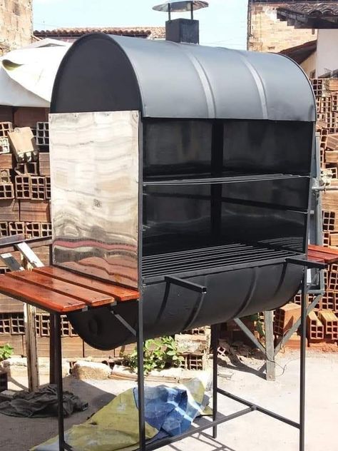 Oil Drum Bbq, Backyard Grill Ideas, Backyard Bbq Pit, Backyard Bbq Grill, Barrel Stove, Barbecue Design, Bbq Grill Design, Outdoor Bbq Kitchen, Crafts For Adults