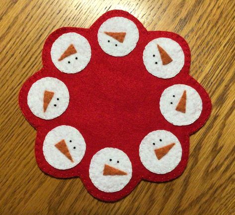 Excited to share this item from my #etsy shop: Snowman Candle Mat, Winter Penny Rug, Holiday Centerpiece, Primitive Stitchery, Home Decor, Table Protector Snowman Candle Mat, Christmas Candle Mats, Wool Project, Felt Candle Mats, Candle Mats, Primitive Stitchery, Table Protector, Snowman Candle, Felt Creations