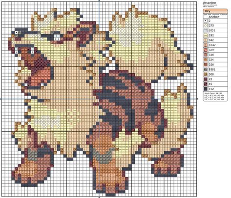 59 - Arcanine by Makibird-Stitching Pixel Art Pikachu, Pixel Art Dragon, Advent Calendar Pattern, Pokemon Cross Stitch Patterns, Pokemon Cross Stitch, Pokemon Bead, Pixel Art Pokemon, Pokemon Pattern, Pixel Art Templates