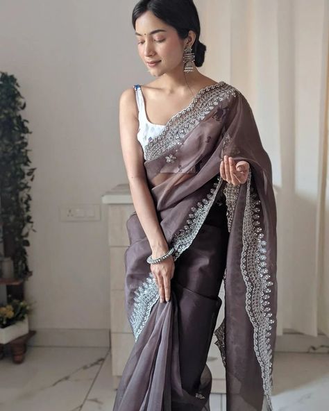 FRESH ARRIVAL❣️❣️ SHIROVASTRA NEW CONCEPT IN ORGANZA 😊😊 PURE ORGANZA SILK SAREE WiTH CUTWORK BORDER WITH FULLY HANDWORK SEQUENCE WORK IN SAREES BLOUSE - weaving silk as shown Ready stock ♥️ ♥️ Saree With Cutwork Border, Kanchi Organza Sarees, Sarees Blouse, Fabric Weaving, Telugu Wedding, Silk Saree Banarasi, Organza Silk Saree, Organza Blouse, Kalamkari Saree