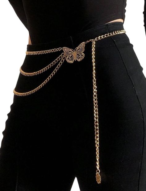 PRICES MAY VARY. Elegant Metal Chain Belt: Expertly crafted from carved alloy, this waist chain boasts a secure lobster claw clasp for easy wear and removal. Durable and stylish, it adds flair to any outfit. Trendy 3-in-1 Fashion Waist Chain: The multilayer metal waist chain is fashionable multilayer design with coin/butterfly pendant decorating, adding a stylish and beautiful touch to your daily jeans and dresses. A wardrobe essential for all seasons. Adjustable Alloy Waist Belt: Alloy metal wr Chain Dress, Body Chains, Chic Type, Casual Belt, Belly Chain, Waist Chain, Chain Belt, Trendy Dresses, Belts For Women