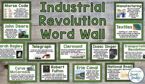 Industrial-revolution-word-wall Industrial Revolution Anchor Chart, Industrial Revolution Projects, Industrial Revolution Inventions, Industrial Revolution Activities, Industrial Revolution Lessons, How To Teach Vocabulary, Presidents Worksheets, Board Drawing Ideas, Construction Theme Preschool