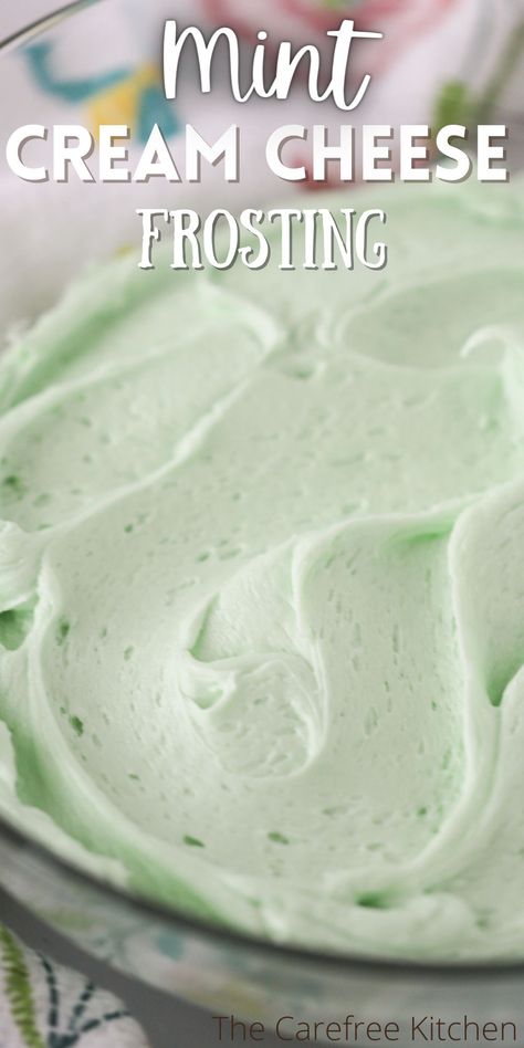 Mint Chip Frosting, Vanilla Mint Cream Cupcakes, Mint Chocolate Chip Frosting, Vanilla Mint Cupcakes, Mint Icing Recipe, Mint Frosting Recipe, Mint Cream Cheese Frosting, Peppermint Cream Cheese Frosting, Cream Cheese Mint