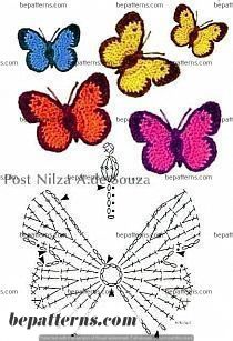 Free and Cozy Crochet Butterfly | Easy Patterns for Beginners Crochet Butterfly Pattern, Pola Amigurumi, Mandala Tattoo Design, Crochet Braid, Crochet Butterfly, Crochet Bookmarks, Crochet Flower Tutorial, Crochet Flower Patterns, Crochet Diagram