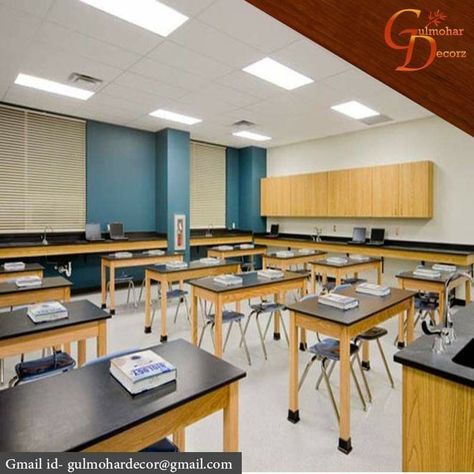 Bored with usual classrooms. #GulmoharDecorz provide great ideas that enhance the look of your classrooms. Let the students study in a different engaging environment. Classroom Interior Design, Pintu Interior, Kindergarten Interior, Classroom Interior, Interior Design Colleges, Chicago Interior Design, Classroom Decor High School, School Interior, Interior Design School