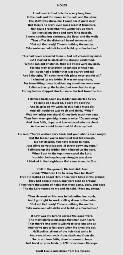 Poem by Scott Lewis Holes By Scott Lewis, Holes Poem Lds, Lds Poems, Christian Poems On Love, Holes Poem, Holes Poem Scott Lewis, Spoken Poetry English, Christian Snowflake Poem, Church Poems