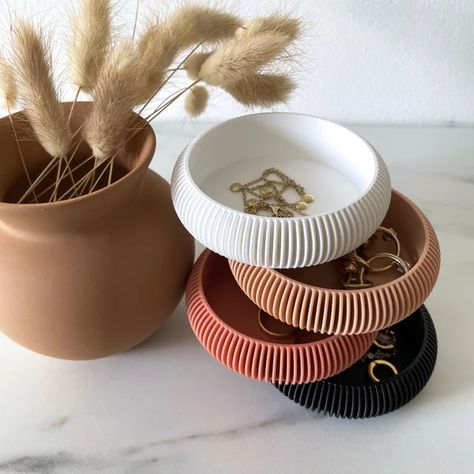 Catchall - Etsy Stackable Jewelry Trays, Minimalist Accessories Home, Stackable Jewelry Organizer Trays, 3d Printed Home Decor, Hair Accessories Organization, Organization Goals, Cool Desk Accessories, Cute Desk Accessories, Jewellery Tray