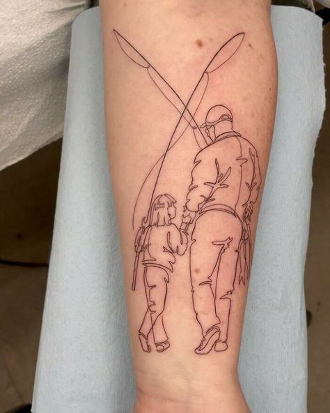 Memorial Fishing Tattoos, Dad Daughter Tattoo Ideas, Father Daughter Fishing Tattoos, Fishing Tattoo Memorial, Dad And Daughters Tattoo Ideas, Fishing Memorial Tattoo, Dad Remembrance Tattoos, Grandpa Memorial Tattoo, Memorial Tattoos Dad