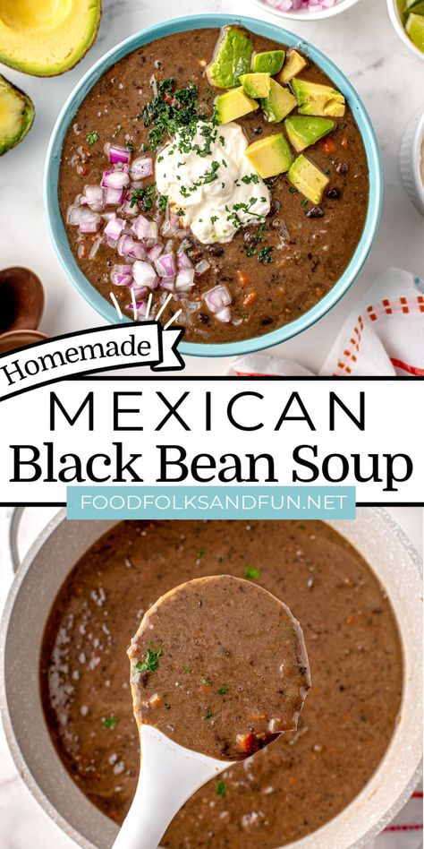 Black Bean Soup Crock Pot, Ww Soup, Gut Protocol, Easy Black Bean Soup, Black Bean Soup Recipe, Bean Soup Recipe, Black Bean Recipes, Mexican Soup, Bean Soup Recipes