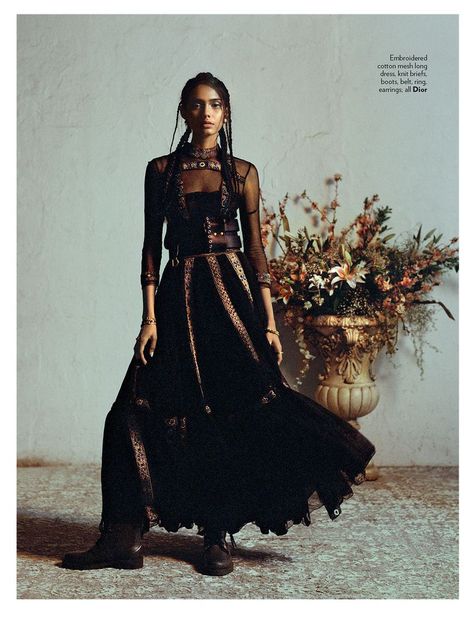 Indian Goth, Ashish Shah, Floral Editorial, Goth Bride, Silk Pencil Skirt, Shooting Inspiration, Vogue Brazil, Vogue Style, Vogue Editorial