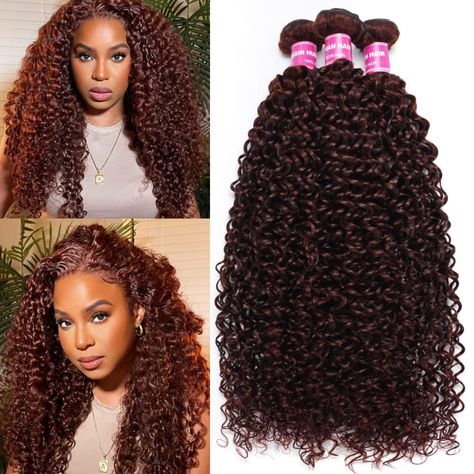 Sew In Extensions, Remy Human Hair Weave, Auburn Brown, Curly Weave Hairstyles, Curly Hair Extensions, Remy Hair Weave, Micro Braids, Copper Red, Auburn Hair