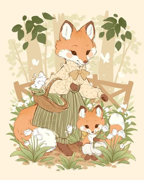 Cottagecore Animals, Forest Life, Cottagecore Art, Arte Do Kawaii, Fairytale Art, Fox Art, Cute Little Drawings, Kawaii Drawings, Cute Animal Drawings