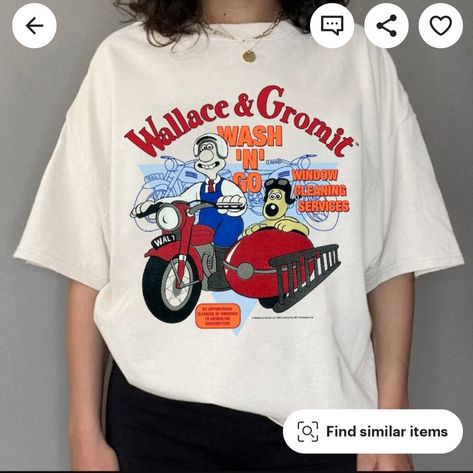 Wallace And Gromit Characters, Wallace And Gromit, Wash N Go, Graphic Shirt, Gift For Family, Kid Tees, Graphic Shirts, Sew-in Labels, Funny Gifts