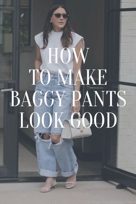 Today, I'm excited to share some easy ways to make baggy pants look good and work for any body type and any occasion. Monochrome White Outfit, White Outfit Classy, Oversized Pants Outfit, Monochrome Outfit Casual, Baggy Trousers Outfit, Spring Street Style Casual, Pant Outfits For Women, Slacks Outfit, Baggy Pants Outfit